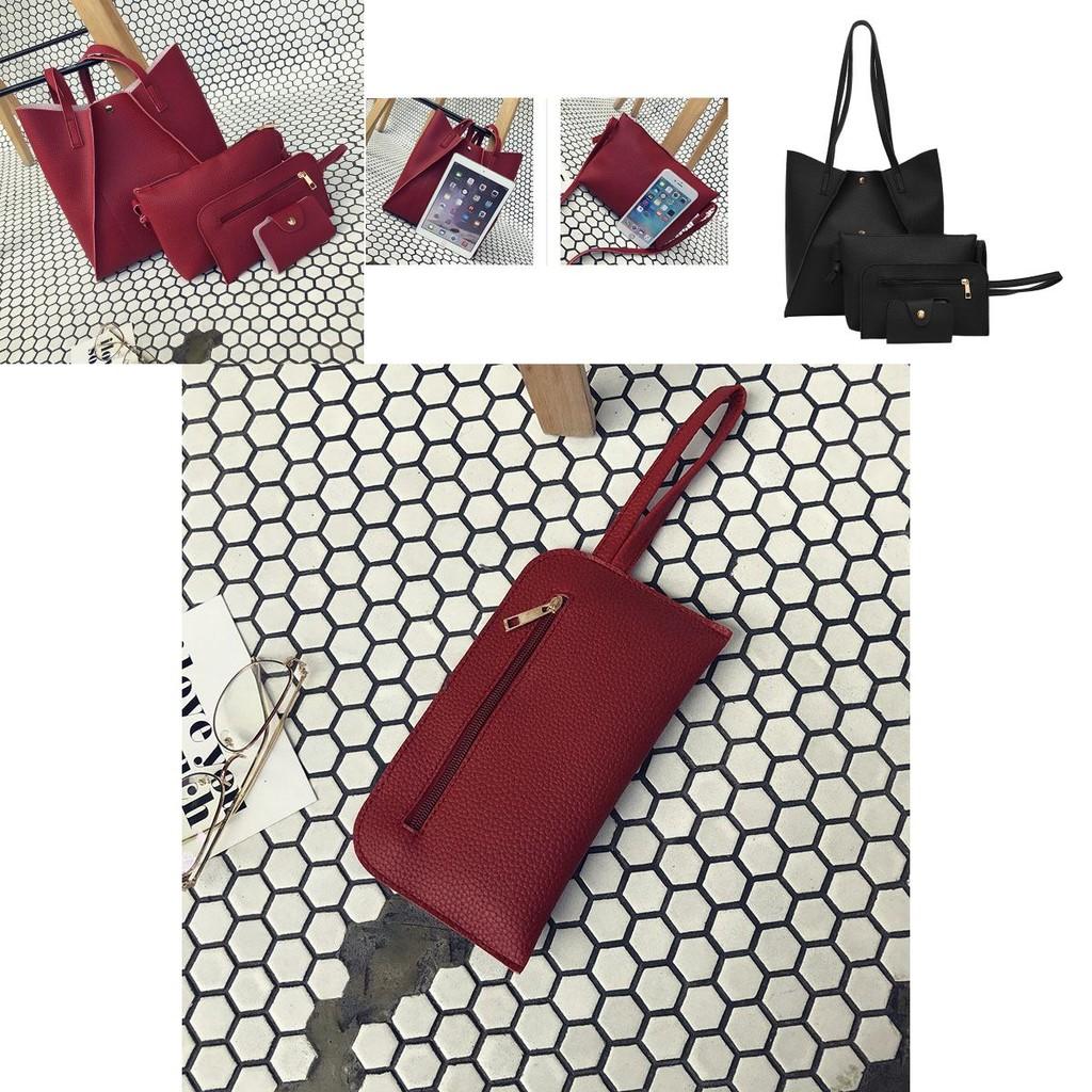 Leather Women 4pcs Handbag Lady Shoulder Bag Tote Purse Messenger Set Satchel