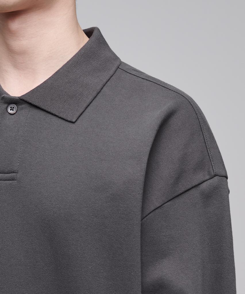 MUSINSA STANDARD Oversized Collared Sweatshirt [Gunmetal]