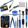 60W Soldering Iron Kit with ON-OFF Switch, Solder Sucker, Stand, and PU Handbag