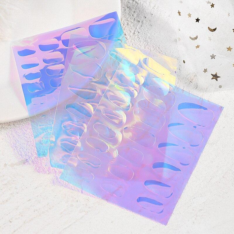 Autocollant holographique pour ongles, glaçon aurore, Cube de glace scintillant, papier cassé, Cellophane d'été, enveloppes de décoration pour ongles