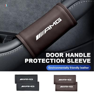 Car Door Pull Handle Cover Non-slip Leather Protective Case For Mercedes Benz AMG W204 W205 W203 W211 W201 W210 W108 W124 W126