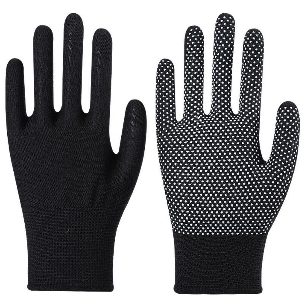 

Men Women Nylon Dot Grip Gloves Black White Dots Lightweight Non-Slip For Cycling