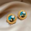 Medieval Monet Style Natural Freshwater Three-Dimensional Flower Stud Earrings Women'S Light Luxury High-End Earrings Exquisite Ear Jewelry