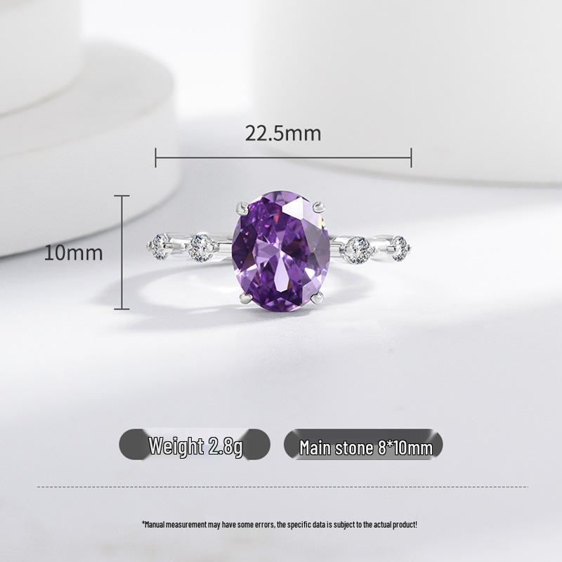 New Style Oval Imitation Amethyst and Topaz Gemstone Silver Plated Ring