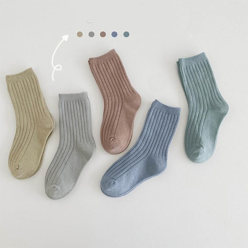 Kids Simple Crew Socks Plain Ankle Socks Breathable Booties Socks Calf Socks