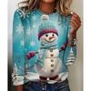 Fashion Women's Crew Neck Long Sleeve 3D Casual Color Printing Casual Long Sleeve Crew Neck T-Shirt