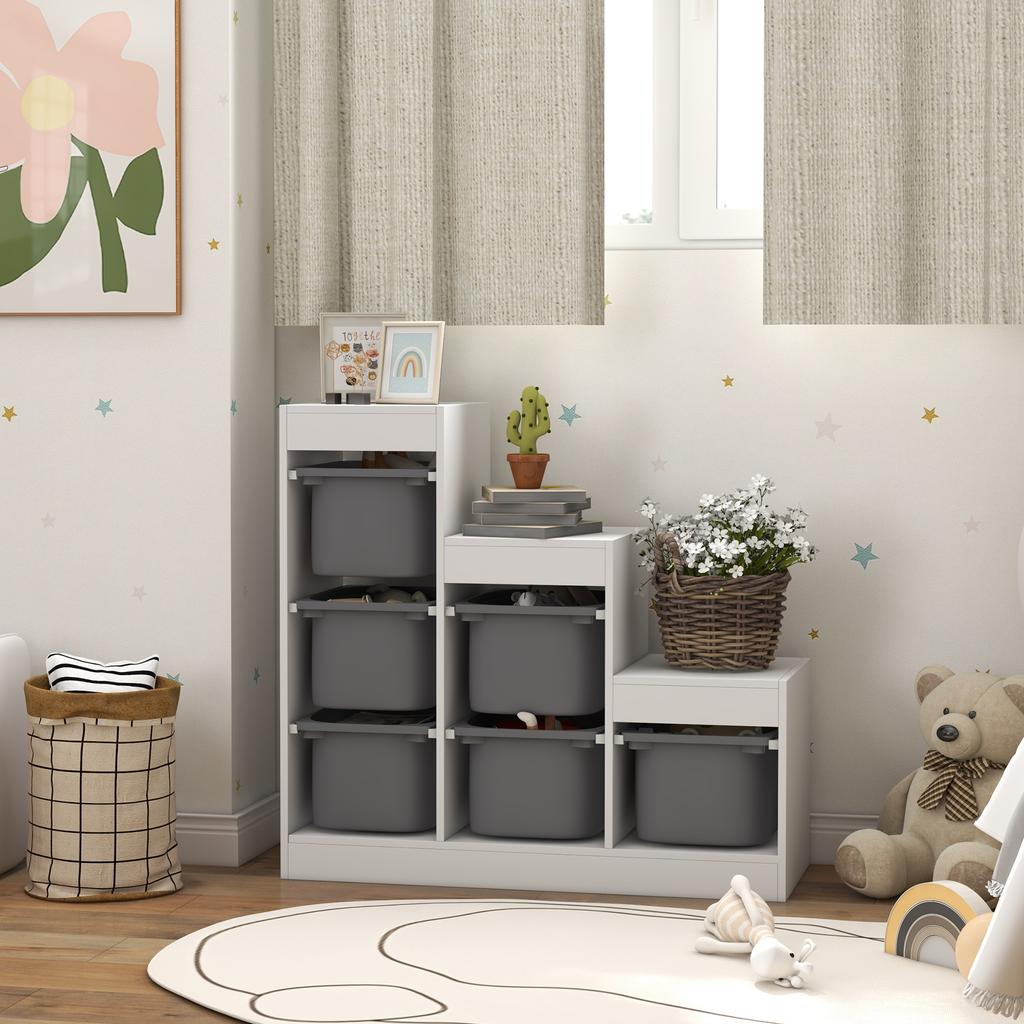 Toy Storage Organiser Three Layer Kids Toy Storage Units With Removable Bins For Ages 3 8 Years Grey