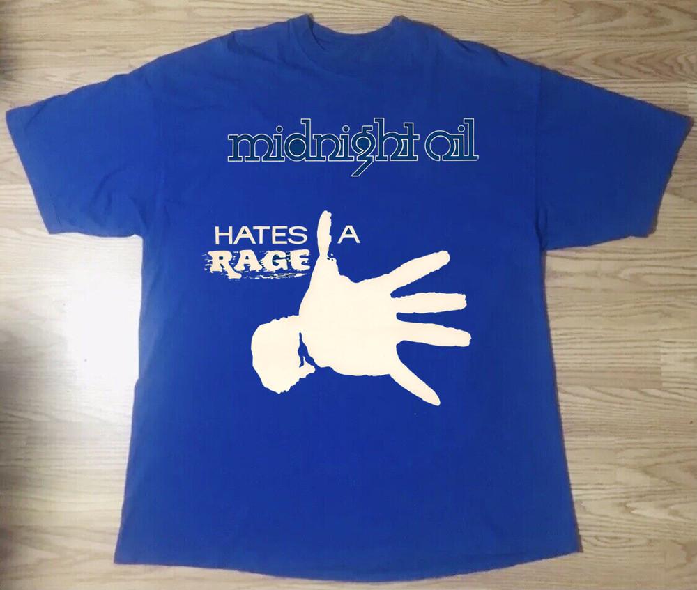 

Midnight Oil Hates A Rage Unisex Blue Cotton T-Shirt Full Size Unisex T-Shirt S