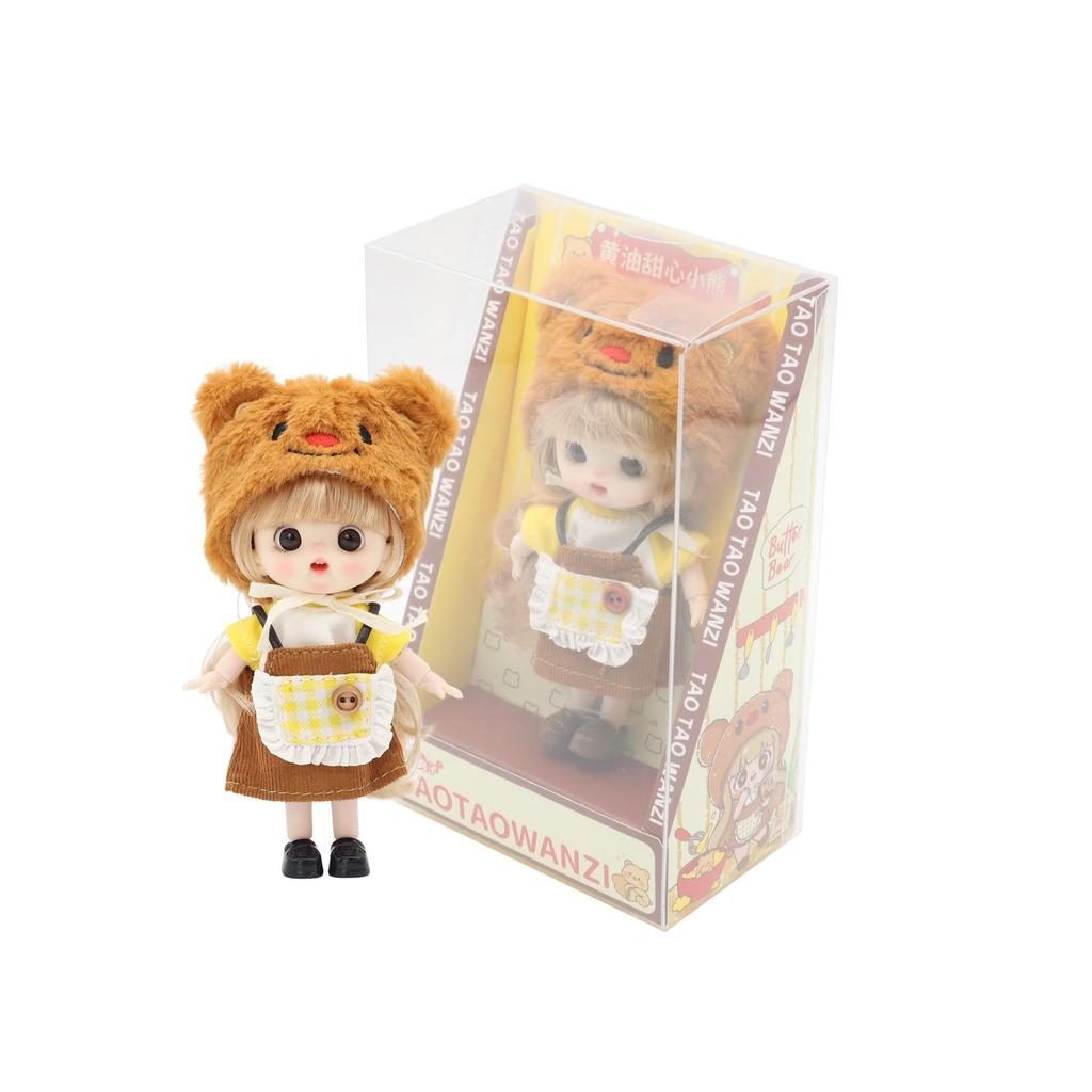 Trendy OB11 Sweetheart Bear Doll: Multi-Jointed, Poseable, and Dressable Figure