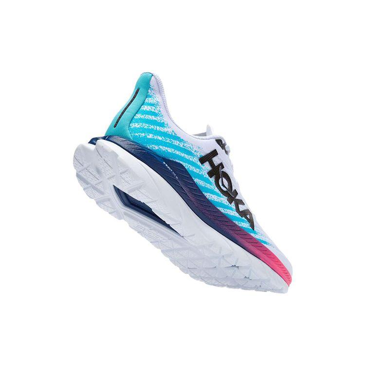 HOKA  Mach 5 White Scuba Blue Women Sneakers 1127894-WSBB
