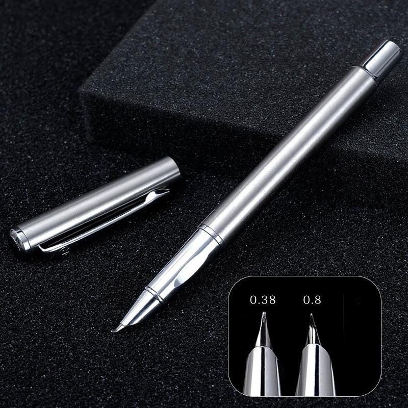 BANMI Metal Fountain Pen Full Steel Art Bent Nib Calligraphy Practice Business Signature Pen School Office Supplies Staionery