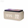 Creative Home Office Multifunctional LED Digital Wood Clock with Wireless Mobile Phone Charging USB Power Supply Electronic Alarm Clock