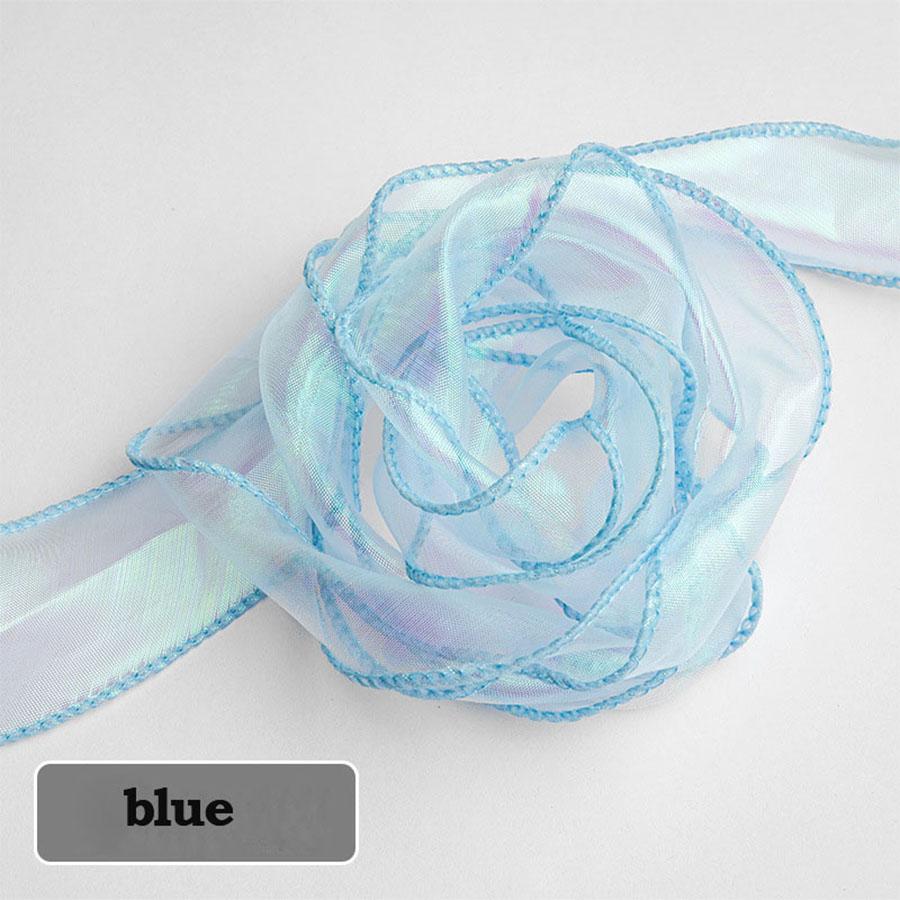 40mm 10 Yards Fishtail Organzaband Reflekterande Iridescent Vågig Kantband för Presentinslagning DIY Rosett Bukett Voileband