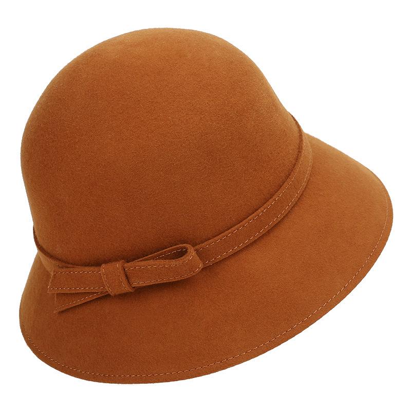 2025 Women's Autumn/Winter Hepburn Style Wool Felt Fedora Bucket Hat