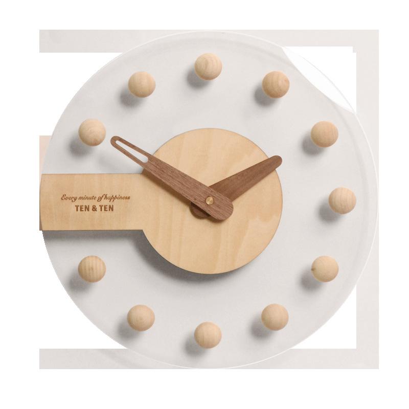 Modern Minimalist Wall Clock Living Room Acrylic Wall Clock Transparent Silent Nordic Clock Wooden Needle Creative Wooden Clock Japanese Style
