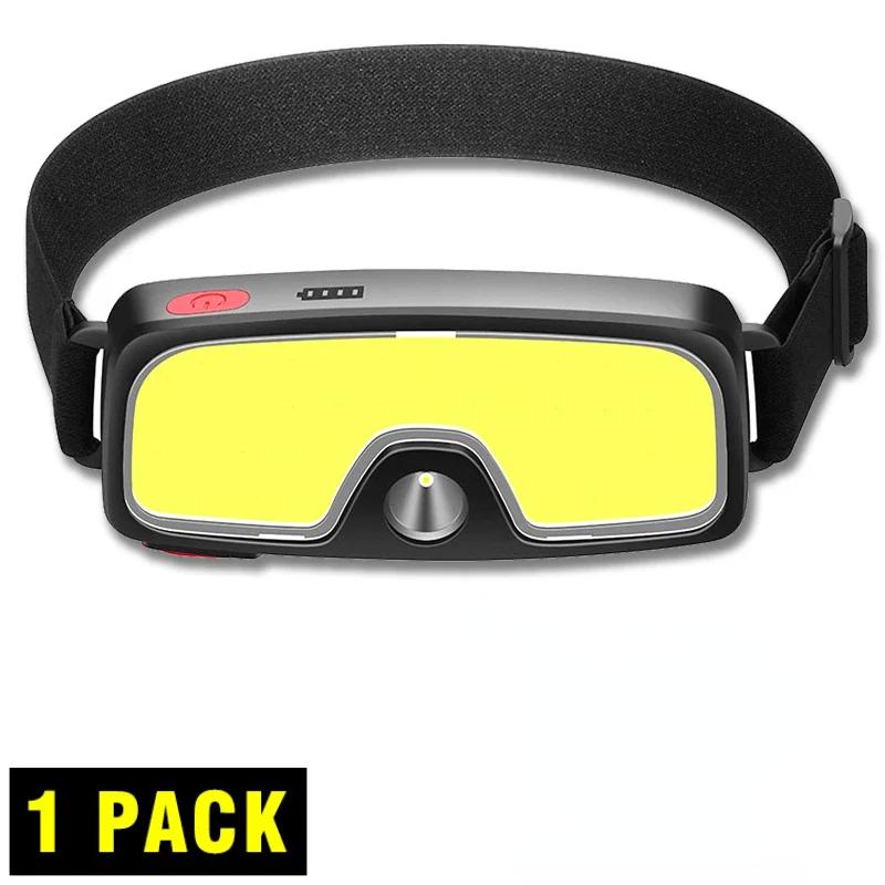 Portable COB LED Floodlight Head Flashlight Built-in Battery USB Rechargeable Outdoor Head-mounted Camping Hunting Headlamp
