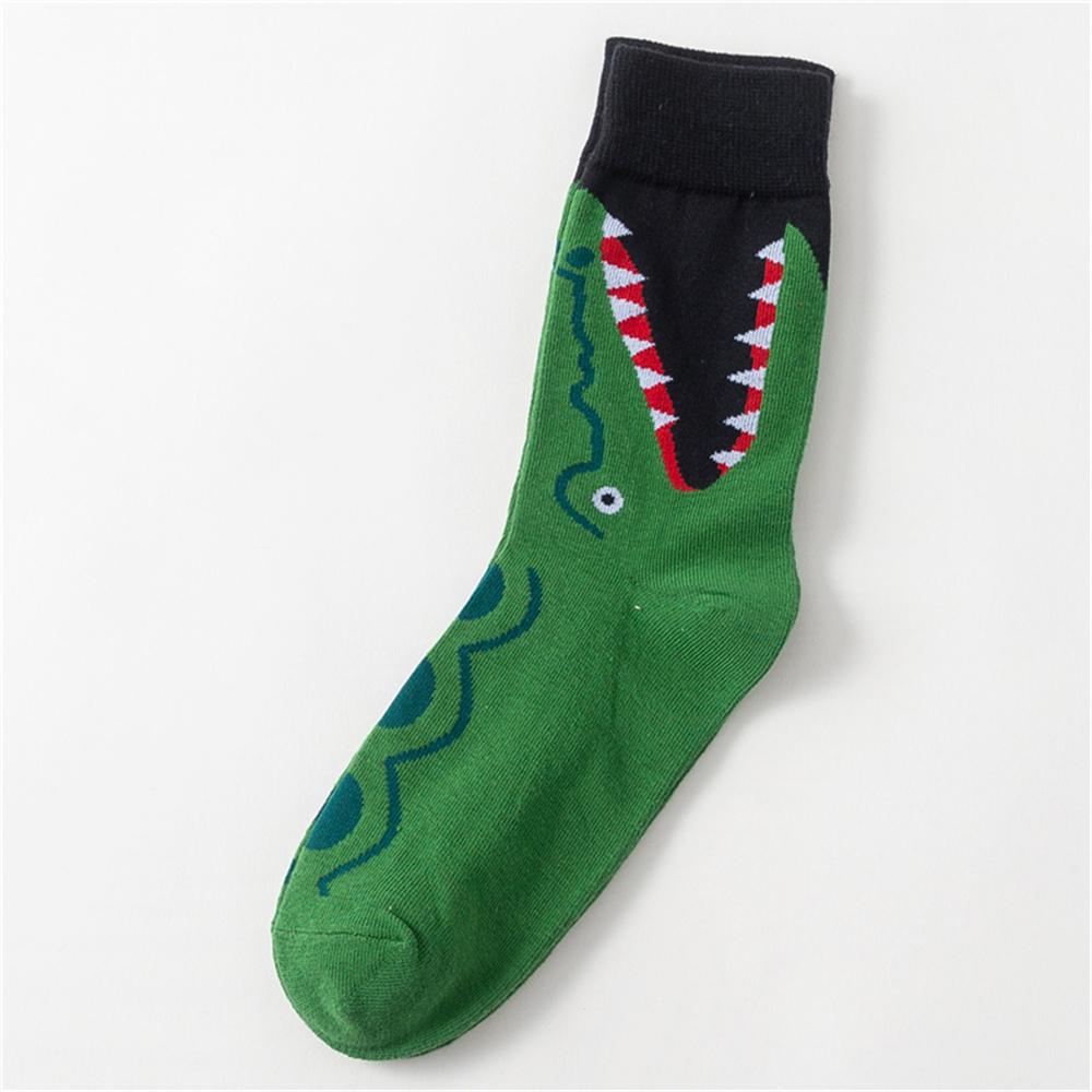 Combed Cotton Cartoon Animal Shark Dinosaur Monster Crocodile Zebra Giraffe Geometric Novelty Funny Unisex Couple Socks Dropship