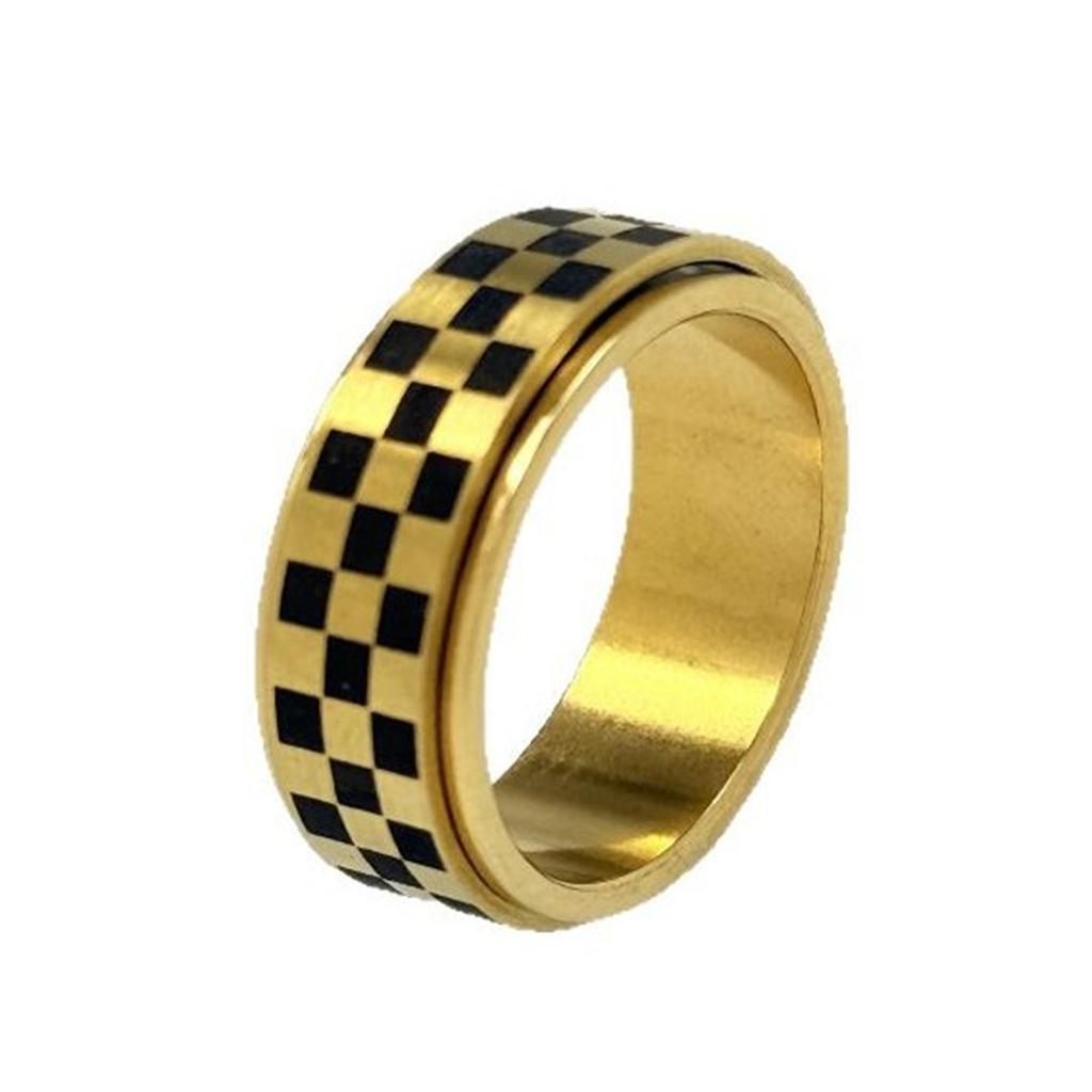 Rennschachbrett Fidget Spinner Herrenringe Edelstahl Punk Rock Einfacher Schmuck für Damen Modeaccessoires Geschenk Großhandel