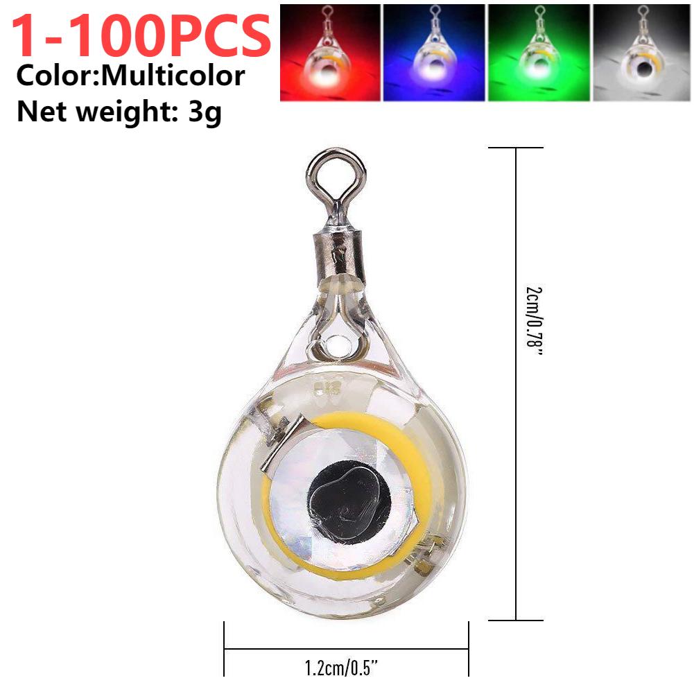 1-100PCS Mini Fishing Lure Light LED Deep Drop Underwater Eye Shape Fishing Squid Fishing Bait Luminous Lure to Attracting Fish