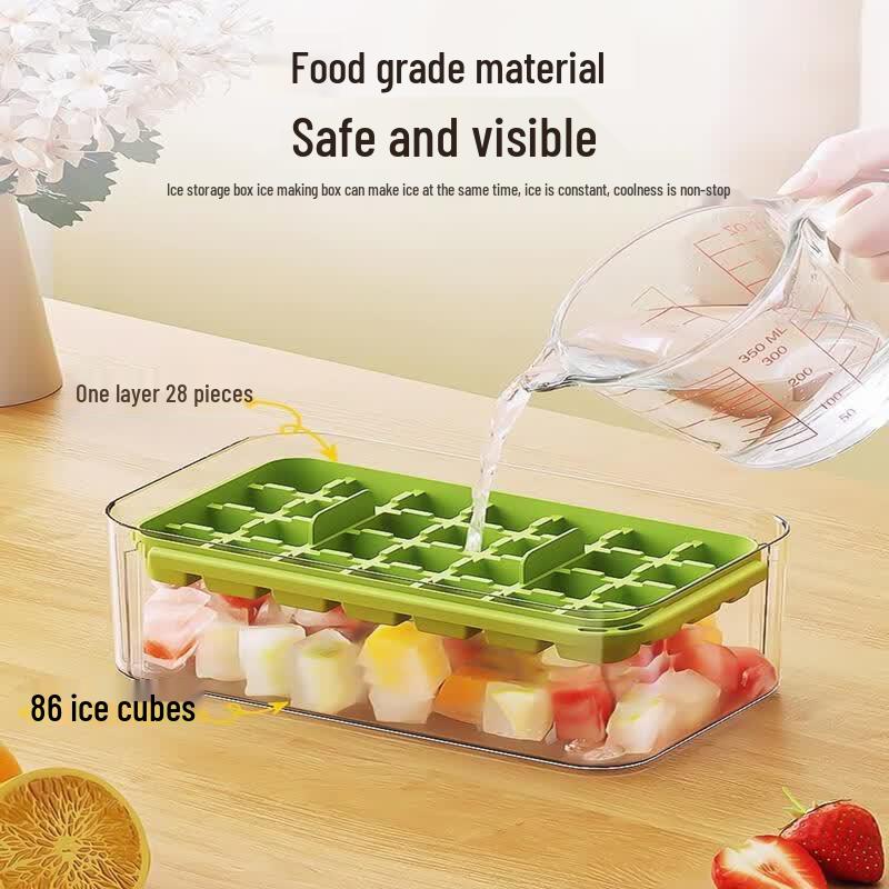 Qiwei Food-Grade Press-Type Ice Cube Tray with Storage Box