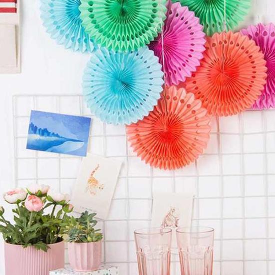 Paper Fan Flower Round Skeleton Scene Setting Props Paper Fans Pinwheels Hanging Flower for Party
