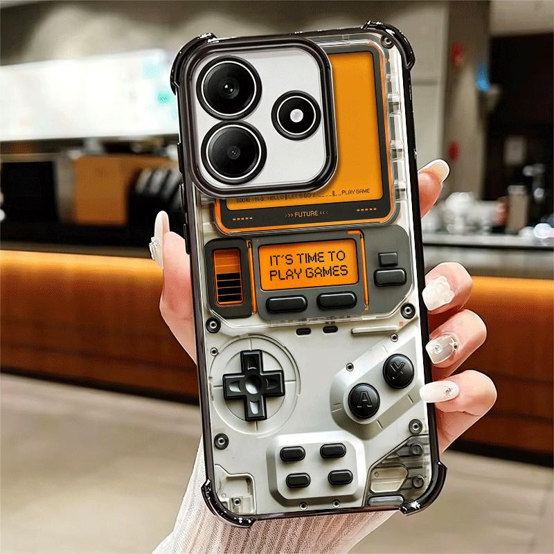 Game Console Fashion Boy Plating Phone Case For Xiaomi Redmi Note 14 15 Pro Plus 13 12 11 11S 11T 10 9S 9 5G Anti-Fall Airabag C