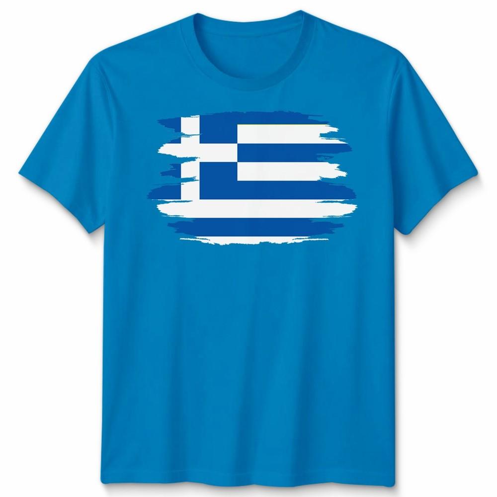 Gescheurde Griekse Vlag Unisex T-shirt Griekse Trots Verweerd Ontwerp Grafische Tee
