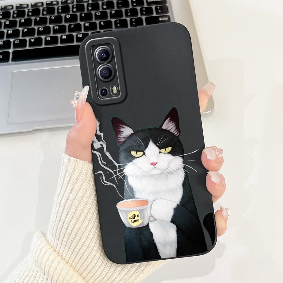 Lovely Painted Phone Case For Vivo Y72 5G Y75s Y52 5G Silicone Anti-knock Soft Cover Funda For Vivo iQOO Z3 Panda Cat Animals
