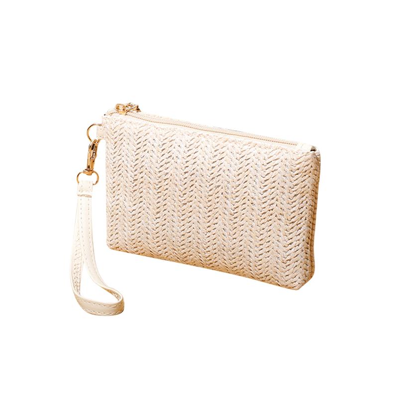 Medium Length Straw Woven Handbag Woven Mobile Phone Zero Wallet
