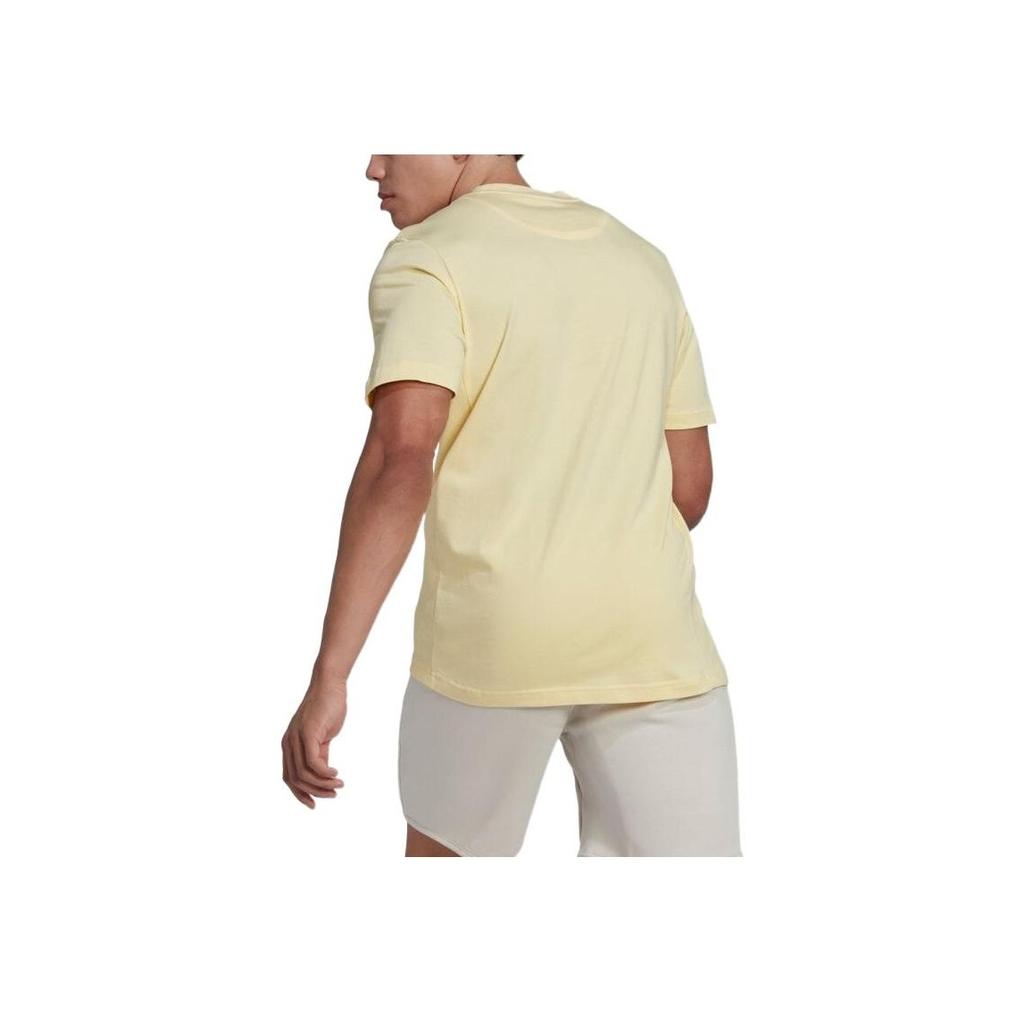 adidas Internal Tee Logo Pure Color Sport Casual Round Neck Short Sleeve T-shirt Men Tops Yellow HJ9807