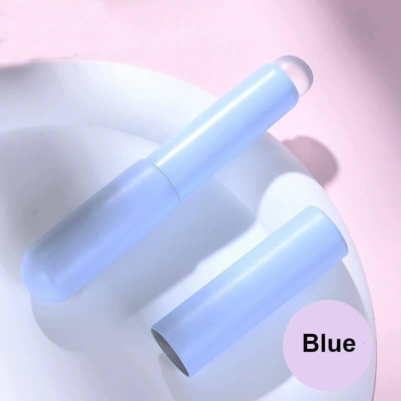 

Улучшенная силиконовая кисть для губ с крышкой, скошенные кисти для консилера, бальзам для губ, блеск для губ, кисти для консилера с круглой головкой, кисти для макияжа синий