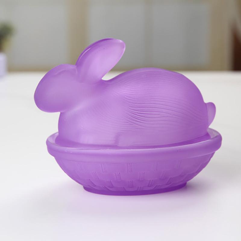 Vintage Glass Rabbit Candy Dish With Lid, Colorful Crystal With Lid Funny Candy Jars For Dessert