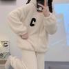 Autumn Winter Women Pyjamas Sets Hooded Thick Zipper Cardigan Warm Homewear Coral Flannel Printed Letters Soft Pijama Suit