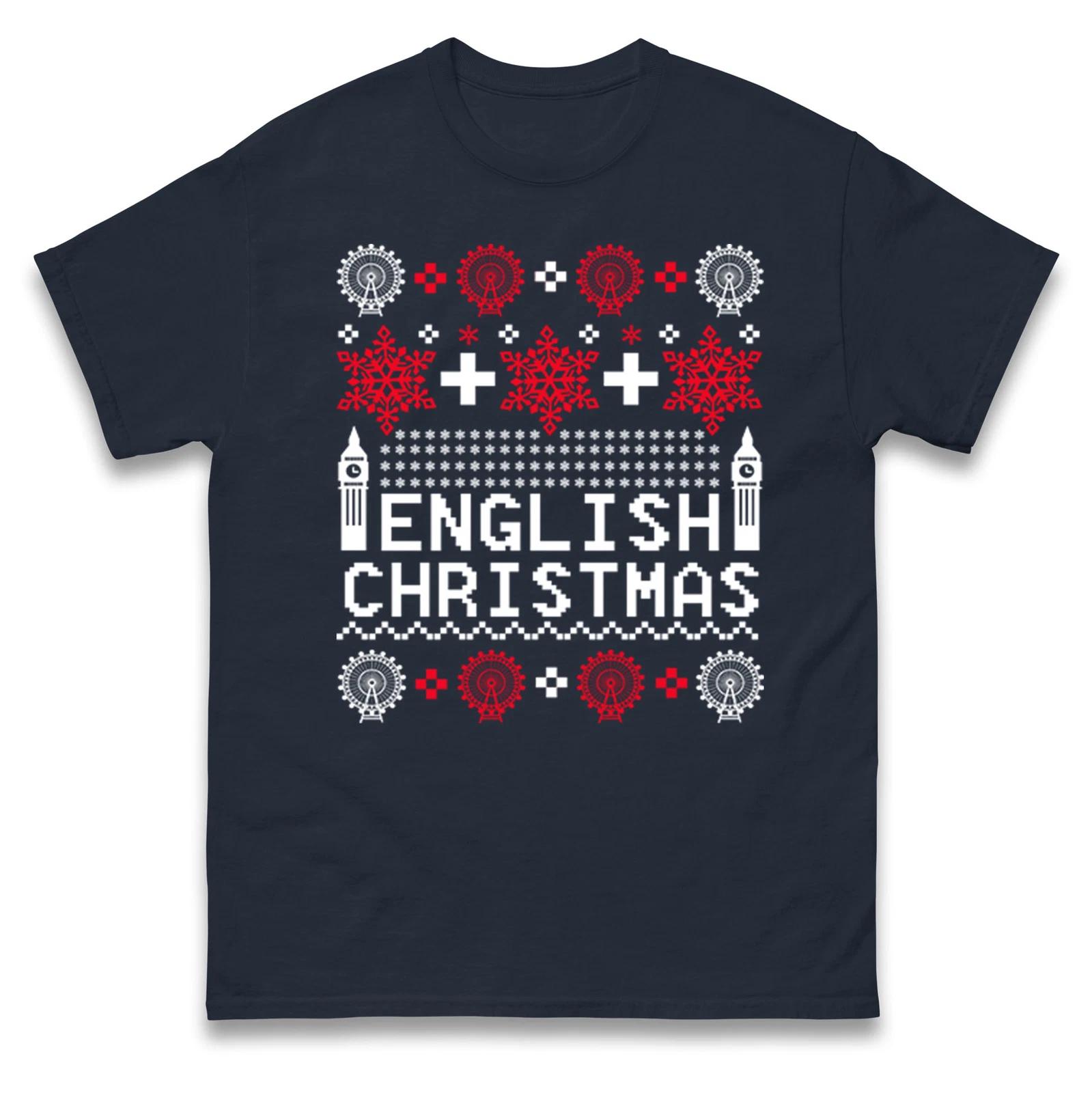 English Christmas T Shirt,Funny Holiday Merry Christmas Gift Tee 4XL