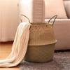 Plant Basket with Handles Wicker Basket Plant Pot Storage Basket Rattan Hanging Flower Pot Laundry Home Decor