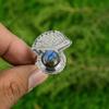 Natural Labradorite Gemstone Solitaire Adjustable Ring 925 Sterling Silver