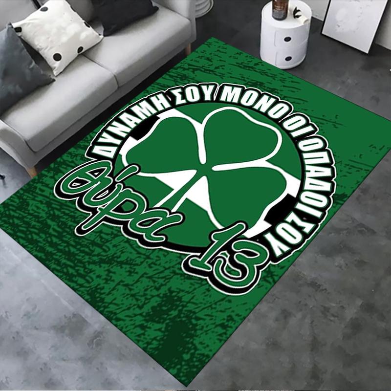 2026 NEUER Panathinaikos Fußball Teppich für Wohnzimmer Schlafzimmer Zuhause Sofa Dekoration, Kinder Spiel rutschfeste Bodenmatte