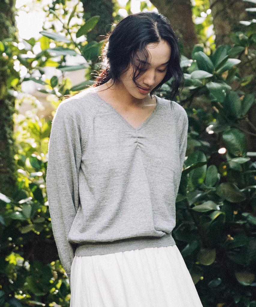 Manggomaenipeullijeu Mary V Neck Knit_Grey