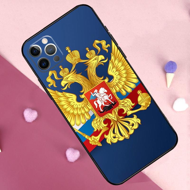 

Russia Flag Coat Arms Phone Case For iPhone 17 Pro Max 11 14 15 16 Pro Max Plus 12 13 Mini 16e 17 Air Back Cover iPhone 16 Plus
