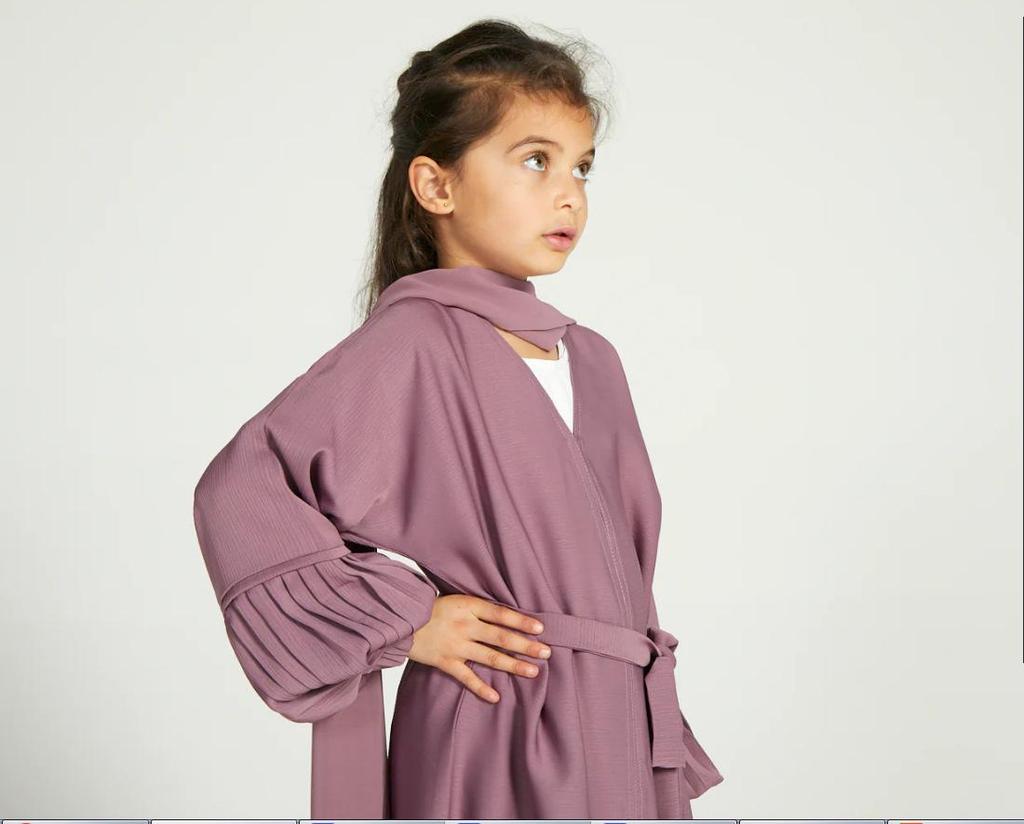Yiduo Duo Girls' Wavy Lantern Sleeve Pleated Cardigan Dress - YT1023