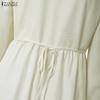 ZANZEA Women Elegant Round Neck Long Sleeve Lace Patchwork Casual Dress