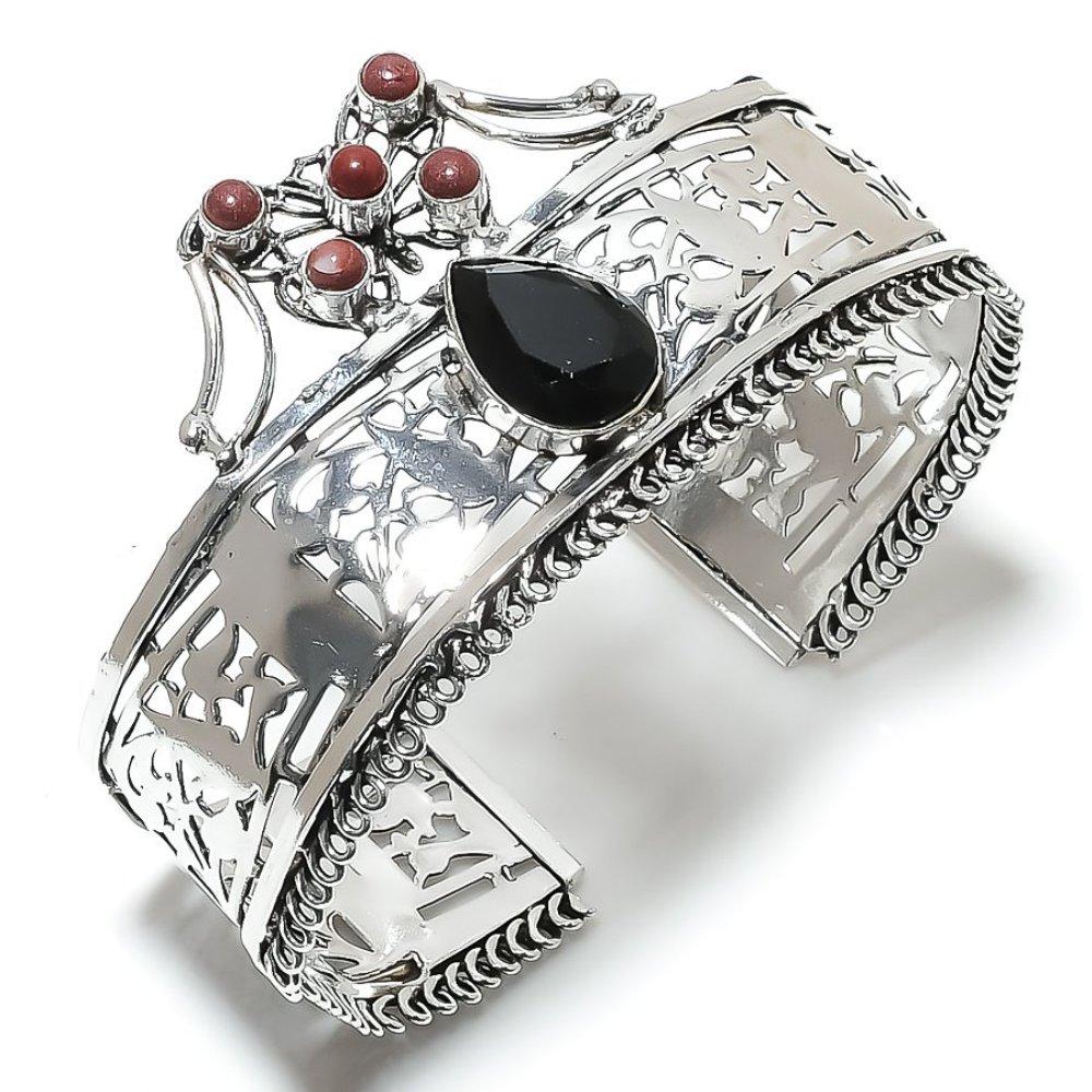 

Натуральный черный шпинель, драгоценный камень, стерлинговое серебро 925 пробы, регулируемый браслет-манжета Z4e98