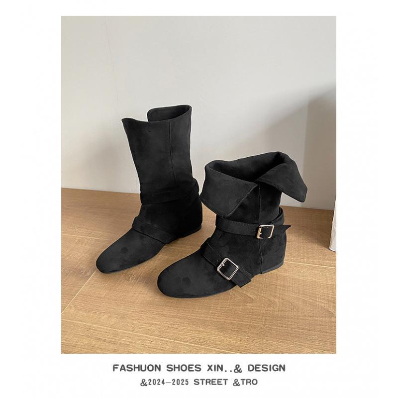 

Корейская замша ретро маленький квадратный носок два способа носки отворачивающиеся толстый каблук пряжка ремня короткие ботинки женские осенне-зимние ботинки Мартин короткие ботинки 33