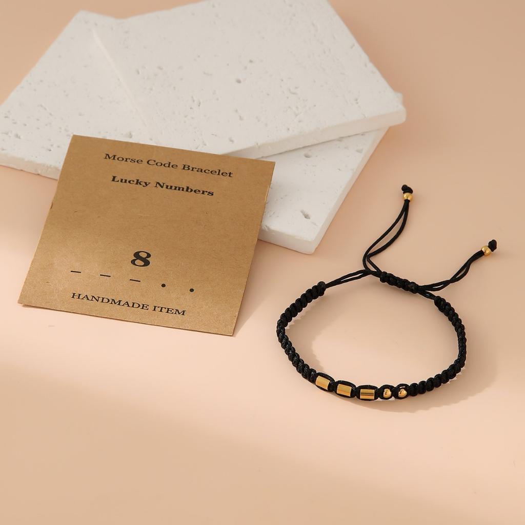 Handwoven Morse Code Number Flat Knot Bracelet Unisex Fashion Accessory