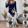 JPNTKY Fashion Autumn Winter Long Sleeve V-Neck Casual Dresses