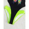 High Cut One Piece Swimsuit Women Summer Neon Patchwork Backless 1 Onepiece Swimwear Swimming Suit For Women Bathing Suit
