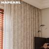 1 Stück NAPEARL Leinenstruktur Kleine Blume Halbtransparent Vorhang Beige Rankenblume Bodenlange Vorhänge für Schlafzimmer Wohnzimmer Heimdekoration