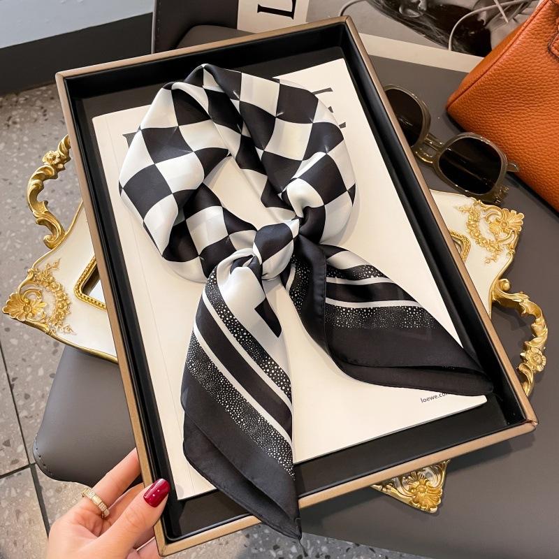 High-end large square scarf silk scarf women's new versatile neck summer thin bag head mother scarf with shawl