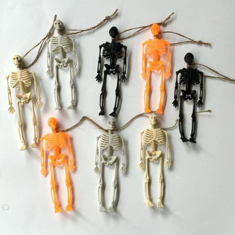 6pcs Halloween Skeleton With Rope Pendants Plastic Skull Kids Halloween ...