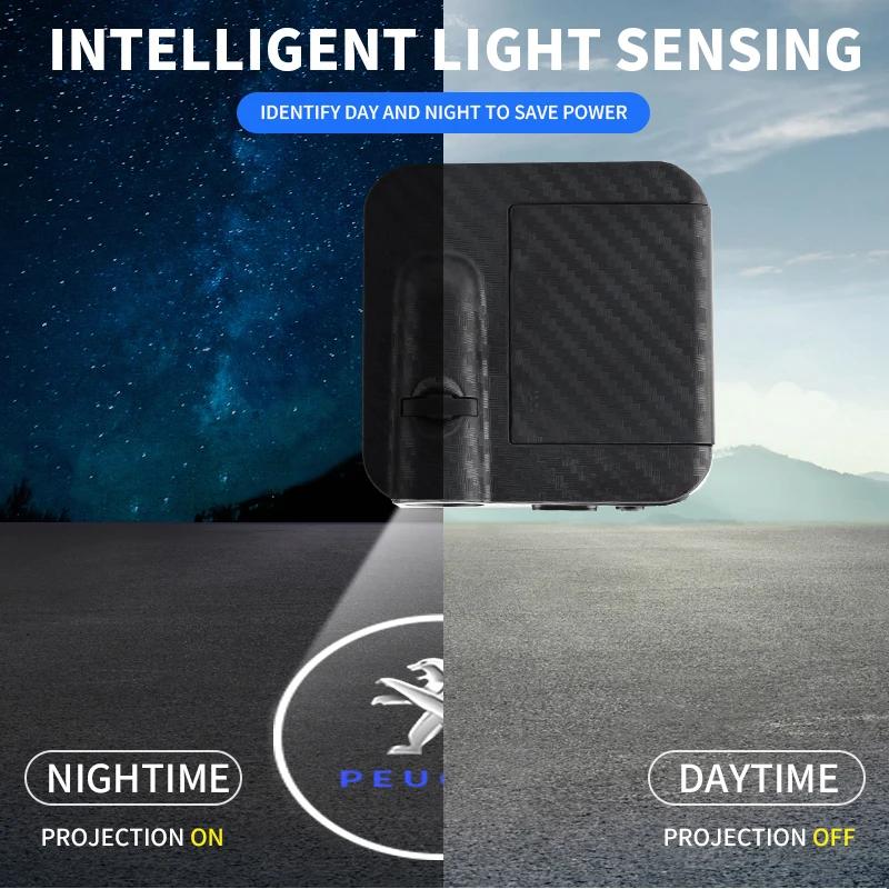 2026 Hot Car Sticker Car Logo New Wireless Led Car Door Welcome Lamp Shadow Projector For PEUGEOT 106 206 306 406 107 207 307 40